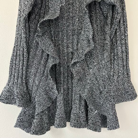 Vintage Brittney Black cardigan knit sweater ruffle whimsigoth fairy hippie M - Picture 2 of 10